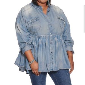 GeeGee Peplum Denim Top